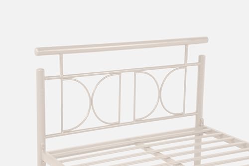 Image of Mexo Metal Extra Single Size Bed Without Storage | Wrought Iron Single Bed with Headboard & Footboard| Sturdy Powder Coated Platform Cot for Bedroom (Mexo Ivory)