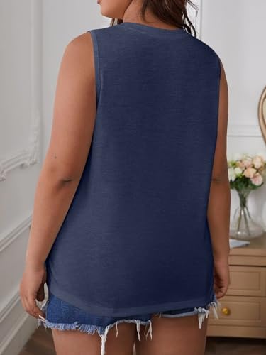 KKJ 2 Pack Womens Tank Tops Workout Tees Summer Clothes Fashion Outfits Crew Neck Sleeveless Loose Fit Fall Casual Shirts