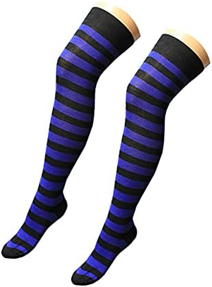 Style Lockers® New Ladies Girls Over The Knee Long Casual Plain Stiped Microfiber Socks Assorted Colours - Women Thigh High Socks UK Size 4-6