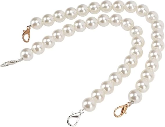 VIGHNESHWAR TRADERS 2PCS Pearl Bead Bag Chain Short Handle Replacement DIY Strap Detachable Handbag Accessories for Wallets Clothes Mobile Phones Jewelry(20 CM)