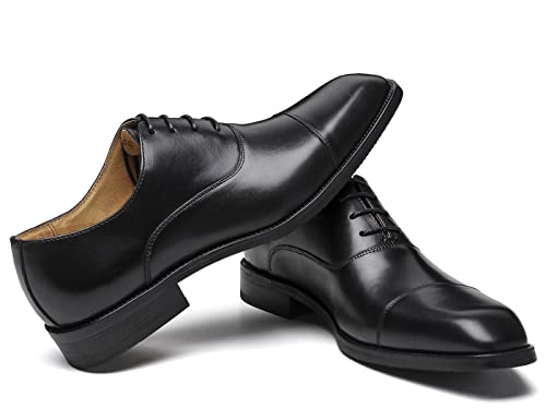 Santimon Men's Oxfords Formal Dress Genuine Leather Derby Modern Cap Toe Classic Fashion Business Casual Tuexdo Wedding Prom Comfortable Shoes for Men4