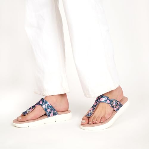 Image of KazarMax Amelia Lightweight | Cushioned | Bounce Back | Floral Printed Flat Thong Sandals For Women