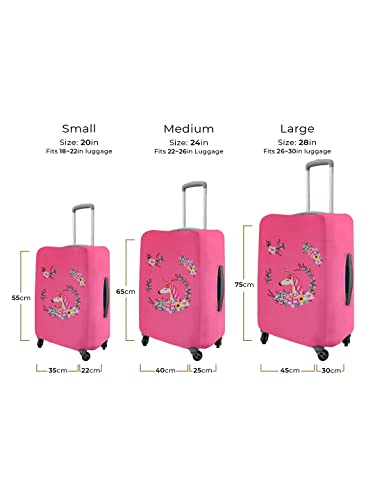Image of Cortina Abstract Design 65 Cm 24 Inch Polyester-Spandex Eco-Friendly Hard-Sided 4 Wheels Spinner Travel Suitcase Protective Cover Luggage Protectors Anti Scratch Pack Of 1 (Pink)