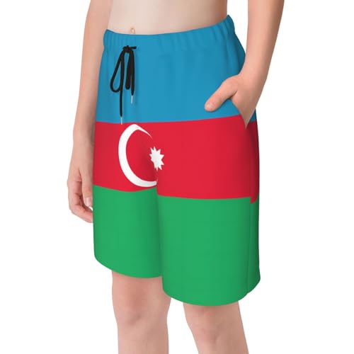 Flag of Azerbaijan Youth Beach Pants, Soft and Breathable, with Drawstring Waist, Suitable for Sports and Leisure.4