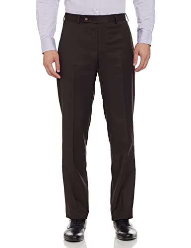 Image of Park Avenue Men's Poly Viscose Blend Solid Pattern Smart Fit Flat Front Formal Trouser