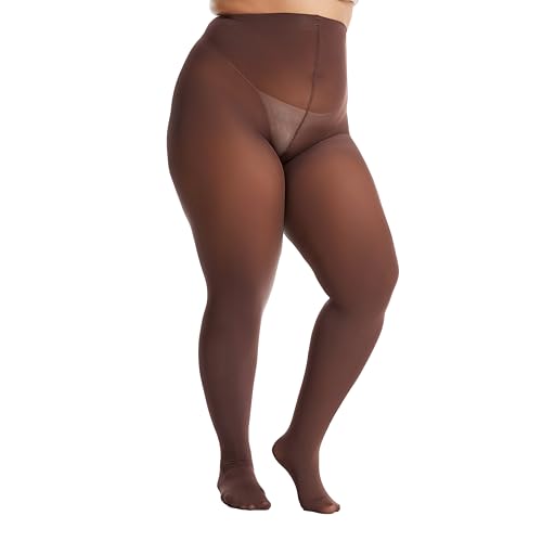 Image of Frola Plus Size Tights for Women Semi Opaque Control Top High Waist Stockings 60 Denier Women's Pantyhose 2X 3X 4X 5X