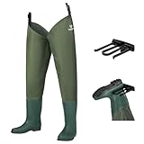 FISHINGSIR Hip Waders, Waterproof Hip Boots for Men & Women, 2-Ply Nylon/PVC Fishing Bootfoot Hip Wader