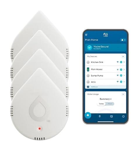 Image of Moen Flo Smart Water Leak Detector, White, 4-Pack 920-005