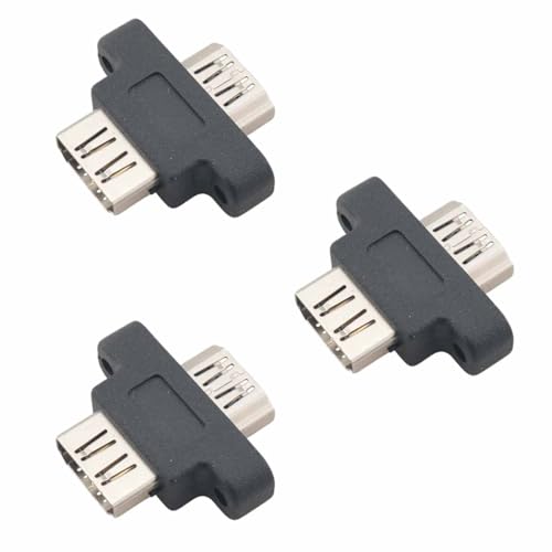 Adaptador HDMI hembra a hembra de 180 grados en pack de 3 unidades negro para montaje en panel