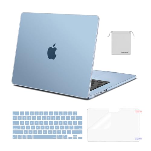 Image of MOSISO Compatible with MacBook Air 15 inch Case M4 M3 M2 2025 2024 2023 Release A3241 A3114 A2941 with Touch ID, Plastic Hard Shell Case&Keyboard Cover&Screen Protector&Storage Bag, Sky Blue