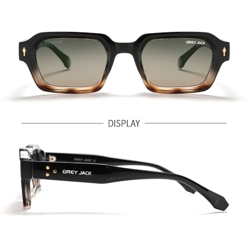 Image of grey jack TR90 Rectangle Polarized Sunglasses for Men Women,Stylish Full Rim Eyewear for UV Protection 21040