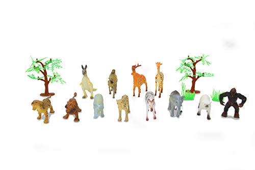 JAMARA Tierspielset Wild Animals 3,5' 16-teilig - ideales Zubehör für jeden Zoo, liebevollen Details, fördert das Rollenspiel und die Fantasie, Höhe: 30-95 mm