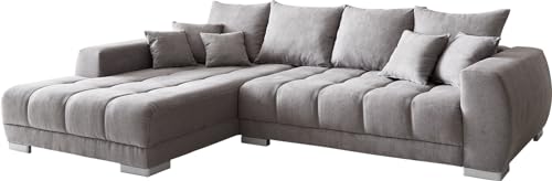 DELIFE Sofa Josea Mikrofaser Steingrau 300x220 cm Recamiere Links Ecksofa