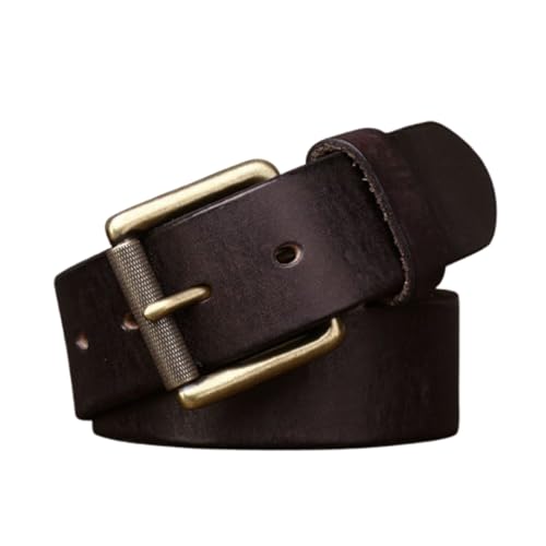 5mm Thicken Full Grain Leather Men Belt Heavy Duty Work Strap High Hardness Gold Roller Buckle Packed in Gift Box