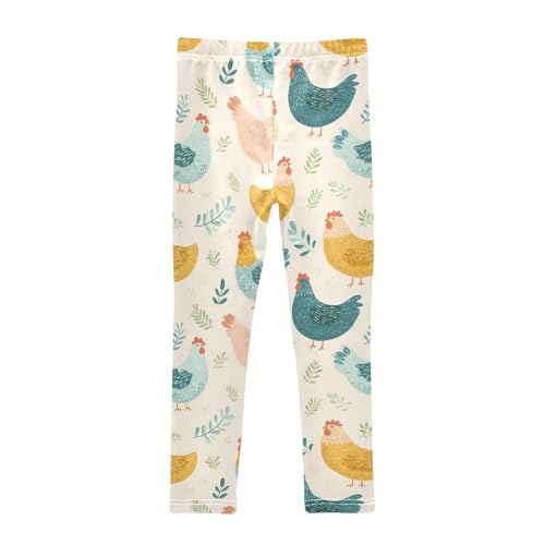 Rooster Leaves Girls Leggings Ultra Soft Compression Yoga Gym Pants for Kids 4-10T2