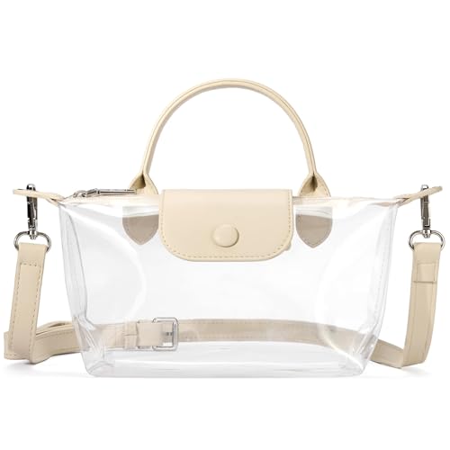 BOSTANTEN Clear Bag for Stadium Approved Small Crossbody Purse Handbags for Concerts Sports Events Nude