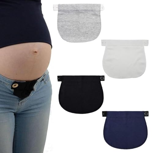 DULFAX Extensores de Pantalones de Maternidad, 4 Piezas Extensor de Pantalones de Maternidad, Extensión de Cintura Ajustable para Embarazo, Extensor de Pretina para Embarazadas para Embarazada