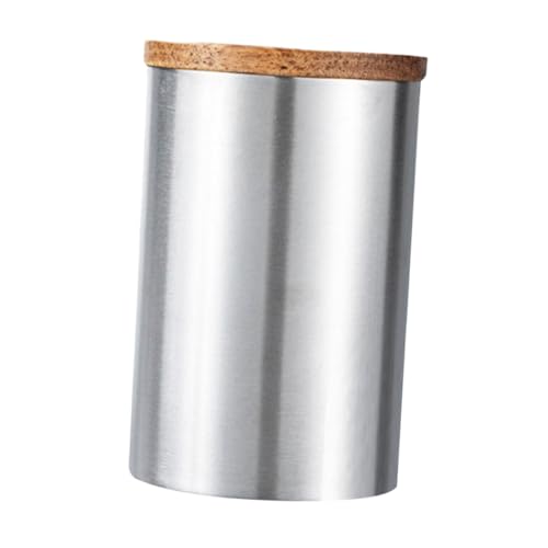 Cabilock Tarro de Almacenamiento de Café Hermético Inoxidable 304 Tapa de Madera Recipiente Sellado para de Café y para Uso Doméstico y Camping