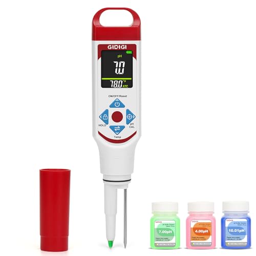 Digital pH Meter Food Pocket pH Pen for Fermentation with pH Calibration Kits Color Display Spear Tip pH Food Tester Probe with ATC for Cosmetics Sourdough Professional pH Test Strips for Food Acidity