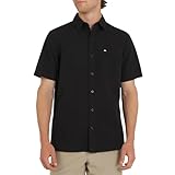 Quiksilver Camisa de algodón de Primera Calidad con Botones y Manga Corta para Hombre, Color Negro, Talla L