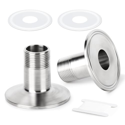 Ergaoboy 2 Piezas De 1,5 Tri Clamp A 3 8 Bsp Macho, Accesorio Sanitario De Acero Inoxidable 304 Con Férula De 50,5 Mm De Diámetro Exterior, Conector Para Elaboración Casera De Cerveza