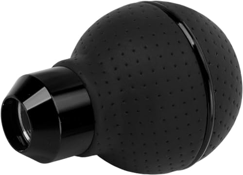 Image of AutoBizarre 5 Speed Aluminum Base Metal Ring Leather Covered Gear Knob Gear Shifter Handle Knob for All Manual Transmission Cars (Black)