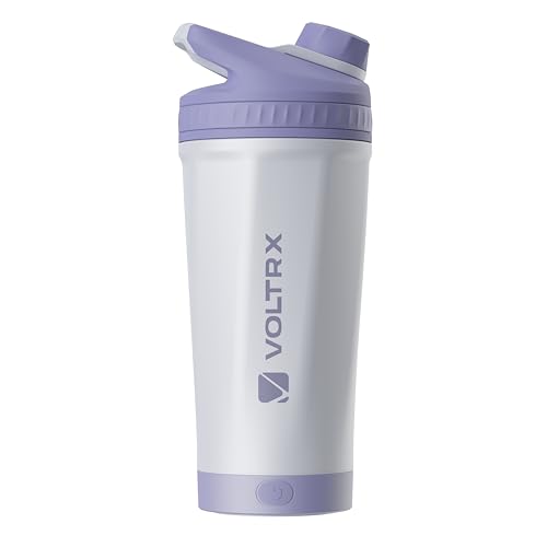 Image of VOLTRX ChillMix Shaker Bottle Insulated Stainless Steel - USB C Rechargeable Electric Protein Shake Mixer, Shaker Cups for Protein Shakes and MealReplacement, Chrome Steel