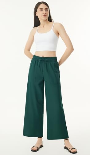 AFITNE Women Linen Palazzo Pants Summer Boho Wide Leg High Waist Casual Lounge Pants with Pockets3