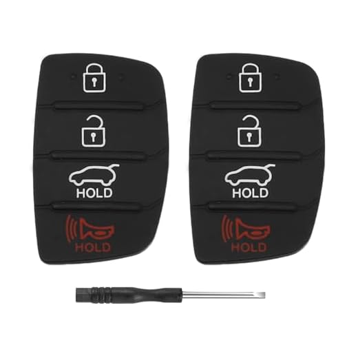 Key Fob Rubber Button Pad Replacement for Hyundai Santa Fe Sport Sonata 2018 2017 2016 2015 2014 2013 4 Button Key Fob Cover Keyless Entry Remote Control Flip Car Key Fob Case Insert Keypad - 2 Pack