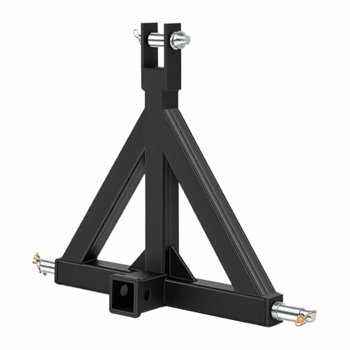 NEWBULIG 3-Point 2 Inch Receiver Trailer Hitch Corrosion-Resistant Category 1 Tractor Hitch Quick-Install Tractor Drawbar Adapter Compatible with for NorTrac BX John Deere Kubota Black