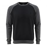 Rock-IT Sudadera Hombre con Cuello Raglan I Sudadera Cuello Redondo [Tallas S-5XL] Muy Confortable Tejido de Rizo Francés Premium I Negro/Gris Oscuro XXL
