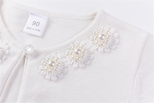 Girls Long Sleeve Bolero Cardigan Kids Lace Flower Knitted Shrug Cropped Sweaters Tops4