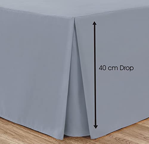 Tour de lit plissé gris super king size cache-sommier microfibre - 3