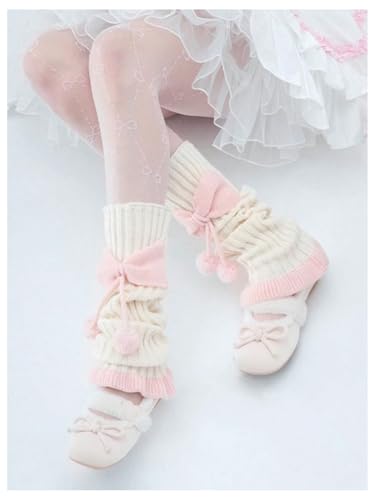 Image of WDIRARA Women's Bow Knitted Ankle Leg Warmers Long Socks Kawaii Boot Socks Y2K