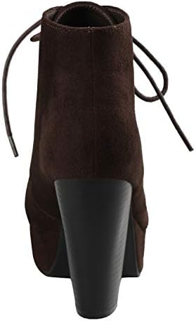Women's Ankle Boots Lace Up Block Chunky Heel Dress Booties Comfort Party Shoes CM86 (8.5, Brown) | Image 5