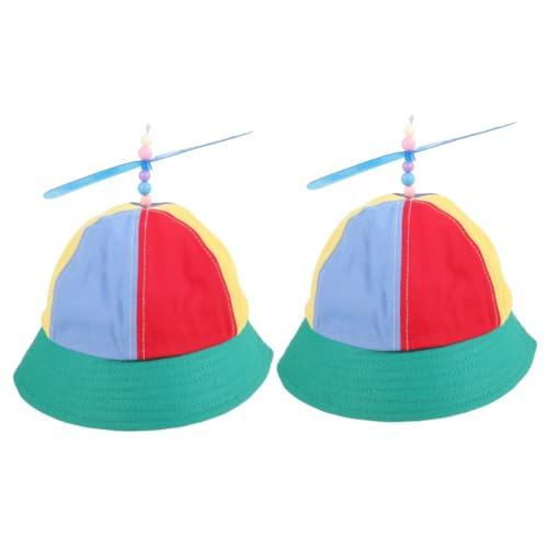 DEARMAMY 2 Piezas Sombrero arcoíris de libélula de bambú Playa Sombrero de Copa Sombreros de Tapa Gorro Sol Sombrero Sol Sombrero de hélice Sombreros para algodón Colorful