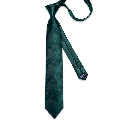 Image of DiBanGu Mens Striped Tie Silk Woven Necktie and Pocket Square Cufflinks Tie Clip Set Wedding Business Formal Gift Tie for Men