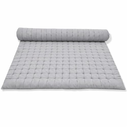 Image of ATOOTFUSION Soft Cotton Quilt | Foldable Light Weight Filled Single Firm Cotton Quilt Mattress| Gadda (Solid Coloured, 2 Sleeping Capacity, 5 x 6 ft or 72 x 60 Inches Queen) (Light Grey)