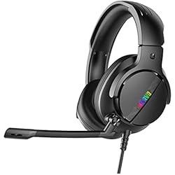 Marvo Scorpion HG9065 Auriculares para juegos, sonido envolvente virtual 7.1, auriculares para juegos RGB Compatible con PC Xbox One, PS3 y PS4, controladores de audio profesionales de 40 mm,