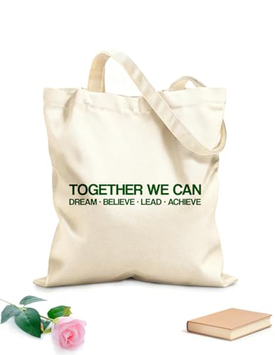XIARON Bolsos de calicó para mujer Juntos podemos soñar, creer, liderar y lograr. Tela de 340g/m² de grosor Material agradable para la piel L Verde
