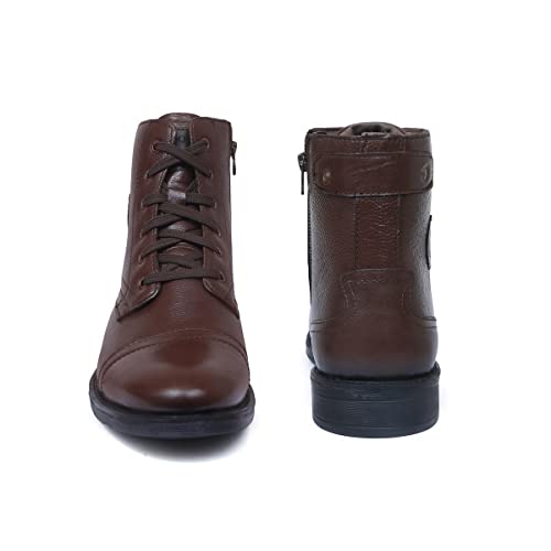 Zoom Shoes Genuine Leather Formal Black Casual Boots for Men ZA-5200 | High ankle shoes with anti-slip technology and memory cushion insole | Lace-up boots for formal and casual footwear