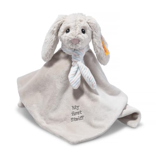 Steiff Kuscheltier Hoppie Hase Schmusetuch, Süßes Stofftier, Jungen, Mädchen & Babys ab 0 Monaten, Friends, 26 cm, Hellgrau, 242250