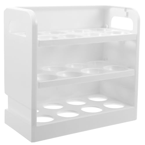 Soporte abatible de 3 capas para huevos organizador de puerta de nevera para desayunos familiares