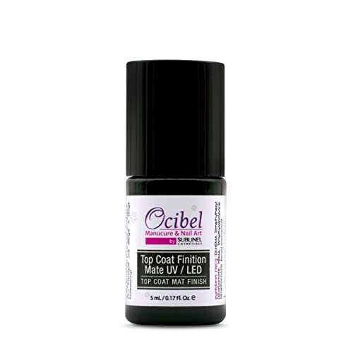 Ocibel France - Top Coat Finition Mate UV/LED - 5ml - pour Manucure, Faux Ongles et Nail Art