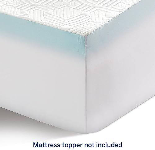 LUCID Memory Foam Soft and Breathable-Machine Washable Mattress Topper Cover, Queen, White