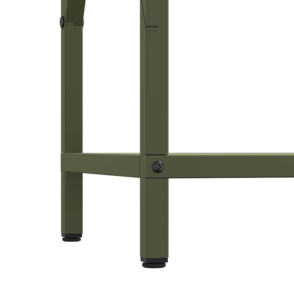 Brokky 864322 Rastrelliera per Legna da Ardere Verde Oliva 34x25x70 cm Legnaia da Esterno in Metallo, Ripiano per Legna da Ardere, Portalegna