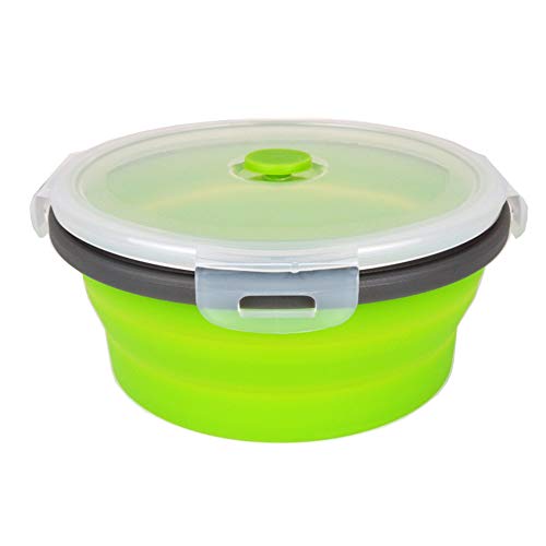 Ccyanzi Green Round Collapsible Food Containers Collapsible Silicone Bowls Silicone Food Storage Containers With Airtight Lids, For Kitchen, Rv Or Lunch Boxes, Microwave And Freezer Safe, Set Of 4 #TOP2