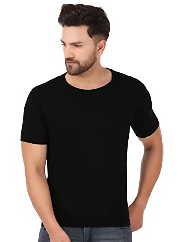 Image of Men's Plain Tshirt | Any Time Wear | Black & White Tshirt | Regular fit Half Slevees Round Neck Pure Cotton Black and Tshirt XXL