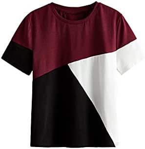 WDIRARA Boy's Striped Letter Graphic Print Short Sleeve Round Neck Top T-Shirt Burgundy White 11-12Y