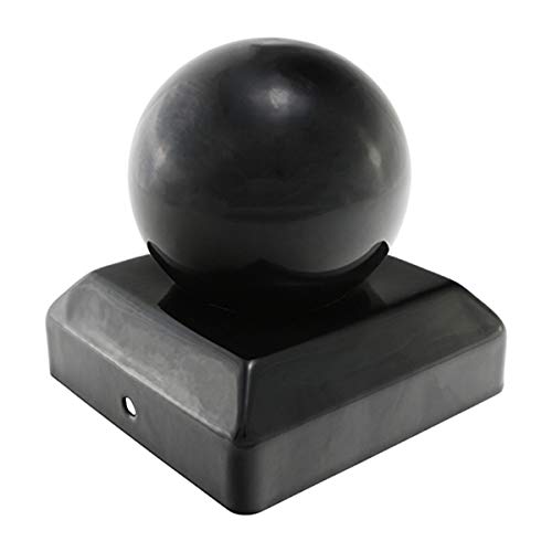 Metal Fence Post CAPS | Oxide Red/Galvanised Silver/Black | All Sizes 50mm 75mm 100mm Ball or Pyramid Available - Decorative (100x100mm Ball, Epoxy Black)